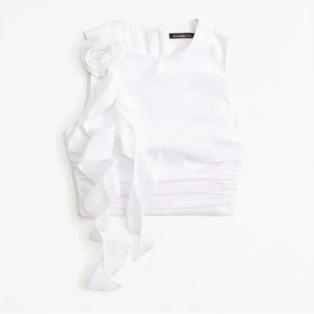 Abercrombie White Cascading Ruffle Mini Skirt and Top Set with Built in Shorts